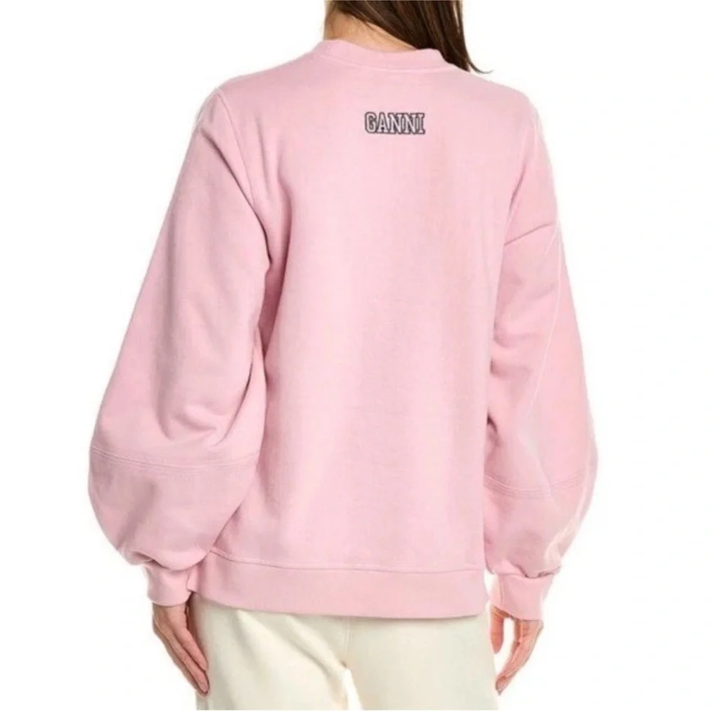 Ganni Software Puff Sleeve Sweet Lilac Rose Pink Sweatshirt Medium - Picture 1 of 10